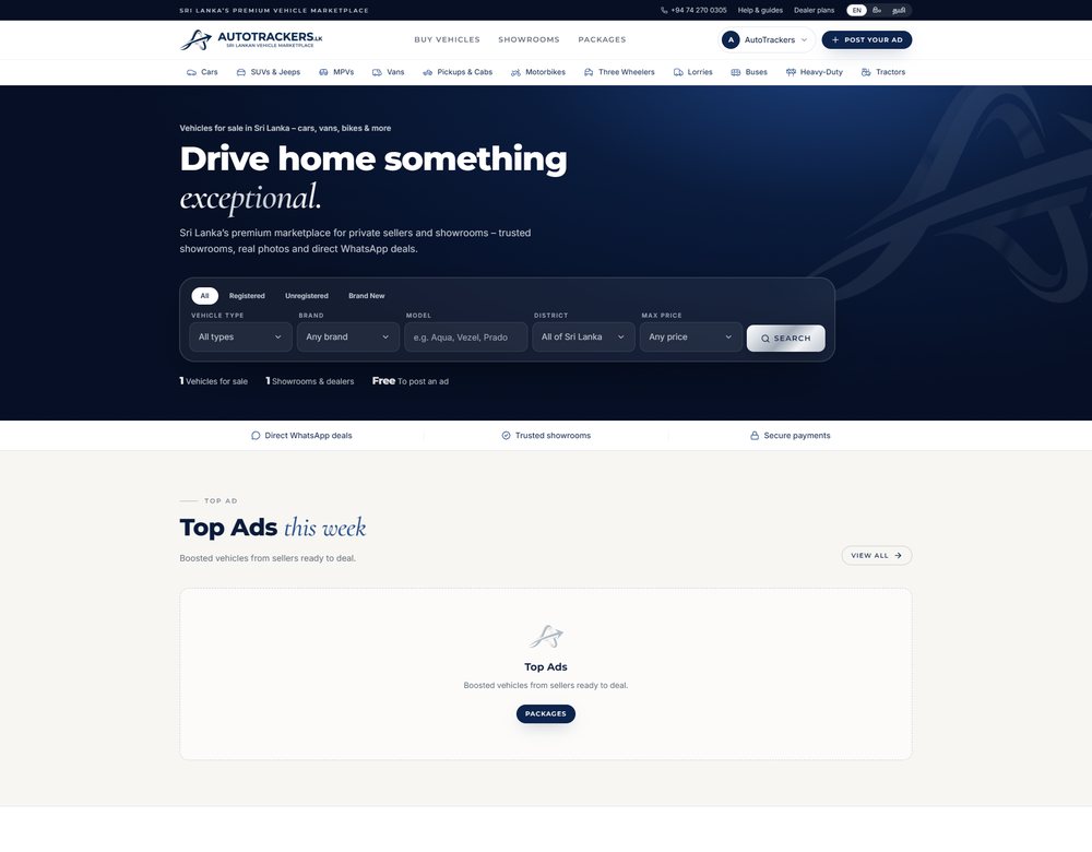 AutoTrackers.lk website by Cyberexpert